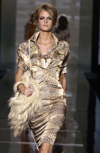 Roberto Cavalli S/S 2004 silk shirt dress - runway