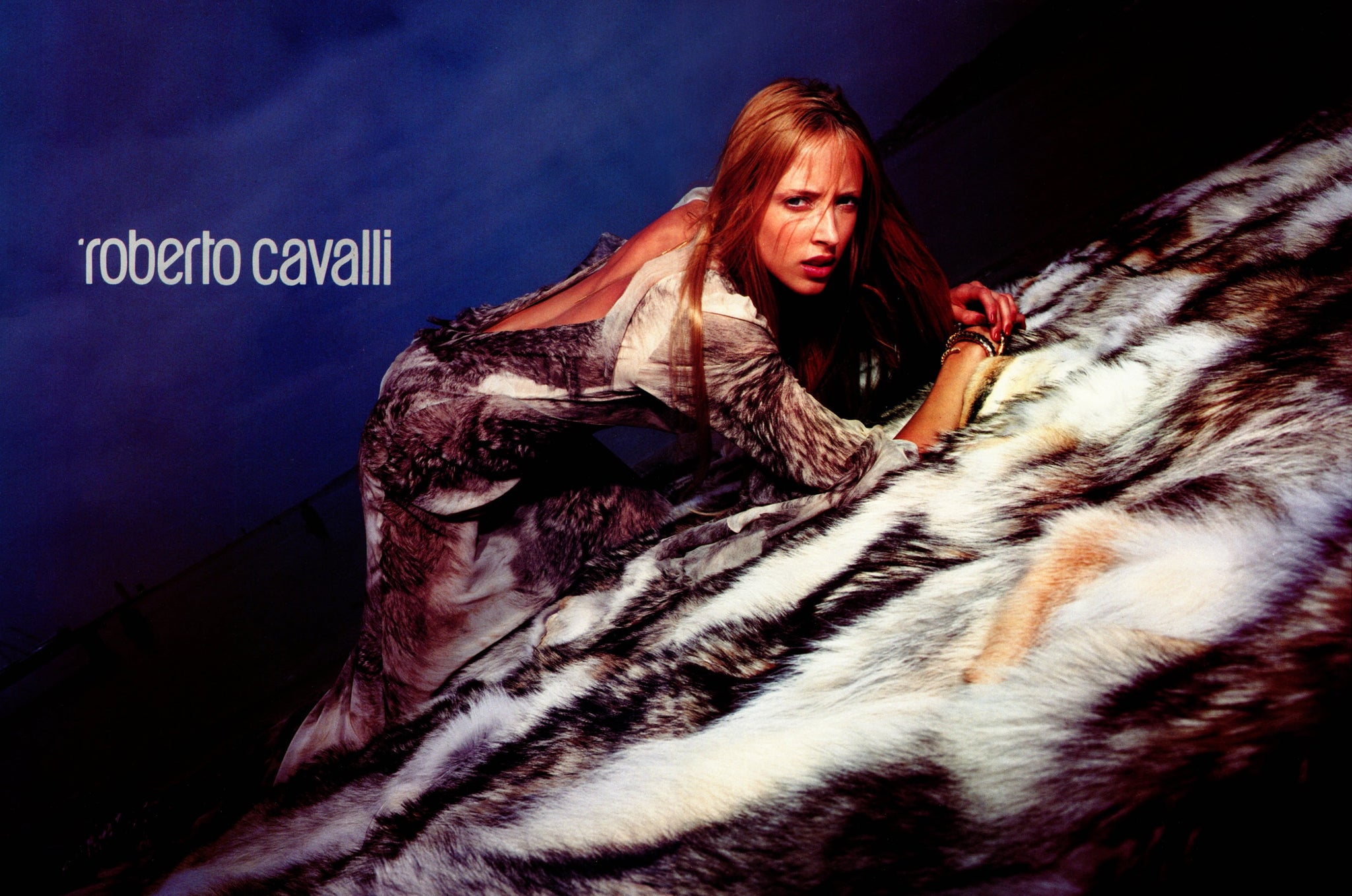 Roberto Cavalli F/W 1999 wolf silk skirt