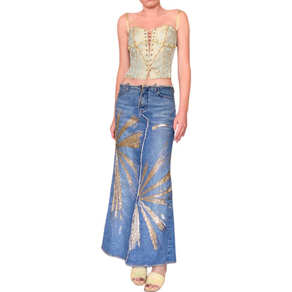 Roberto Cavalli S/S 2001 Maxi Denim Skirt