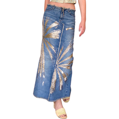 Roberto Cavalli S/S 2001 Maxi Denim Skirt