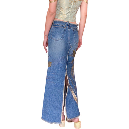 Roberto Cavalli S/S 2001 Maxi Denim Skirt