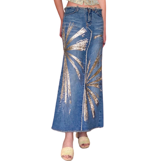 Roberto Cavalli S/S 2001 Maxi Denim Skirt